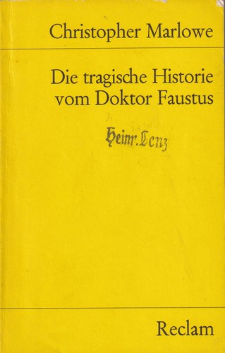 Christopher Marlowe: Die tragische Historie vom Doktor Faustus (German language, 1971, Philipp Reclam jun. Stuttgart)