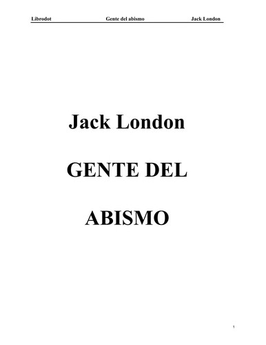 London.: Gente del abismo (EBook, Spanish language, 2009, El Cid Editor)