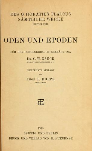 Horace: Oden und Epoden. (German language, 1910, B.G. Teubner)