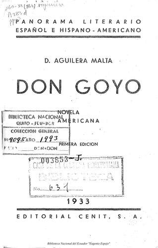 Demetrio Aguilera Malta: Don Goyo (1933, Editorial Cenit)