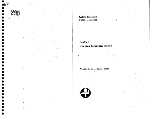 Gilles Deleuze, Félix Guattari: Kafka (Paperback, Spanish language, 1978, Era Edicions Sa)