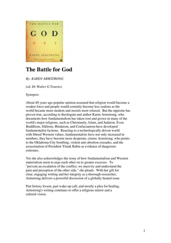 Karen Armstrong: The battle for God (2000, Alfred A. Knopf)