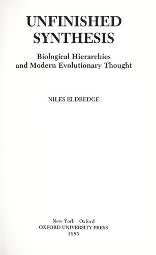 Niles Eldredge: Unfinished Synthesis (Oxford University Press, USA)