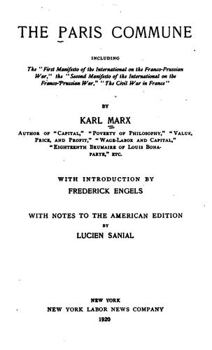 Karl Marx: The civil war in France (1940, International publishers)