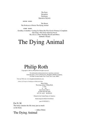 Philip Roth: The dying animal (2001, Jonathan Cape)