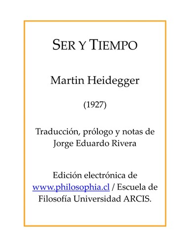 Martin Heidegger: El Ser y El Tiempo (Paperback, Spanish language, 1996, Fondo de Cultura Economica USA)
