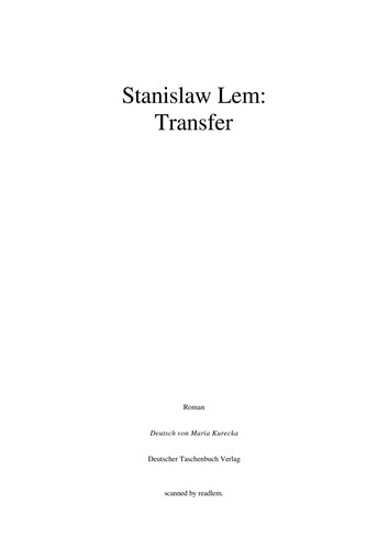 Stanisław Lem: Transfer (German language, 1981, Deutscher Taschenbuch)