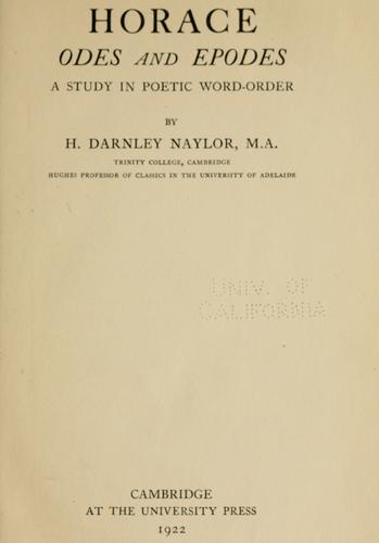 Horace: Horace: Odes and Epodes (1922, The University Press)