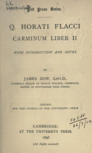 Horace: Carminum liber II (Latin language, 1896, Univ. Press)