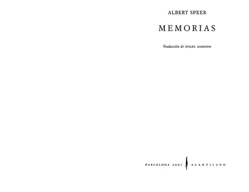 Speer, Albert: Memorias (Hardcover, Spanish language, 2003, Quaderns Crema)