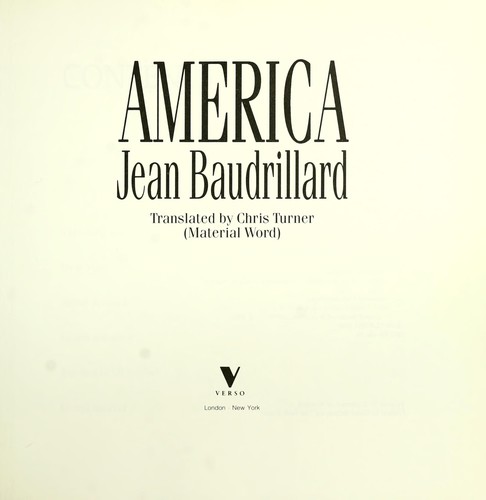 Jean Baudrillard: America (1988, Verso)