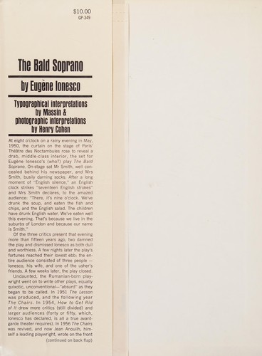 Eugène Ionesco: The bald soprano (1965, Grove Press)