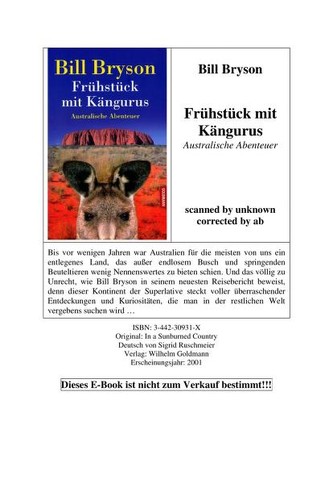 Bill Bryson: Frühstück mit Kängurus. Australische Abenteuer. (Hardcover, German language, Goldmann)