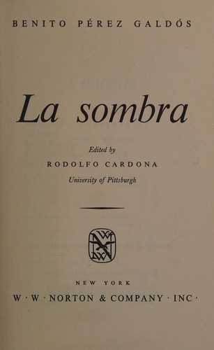 Benito Pérez Galdós: La sombra. (Spanish language, 1964, Norton)