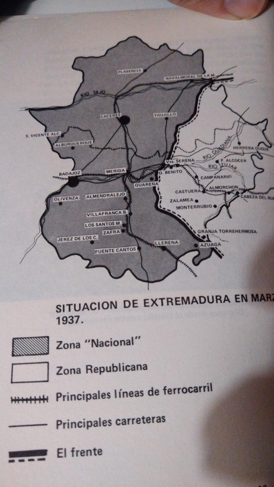 Situación de Extremadura en Marzo de 1937